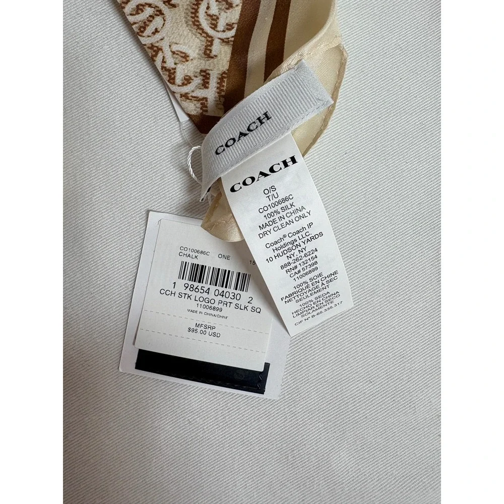 Coach CCH STK Logo Print Silk Square Scarf 33.5